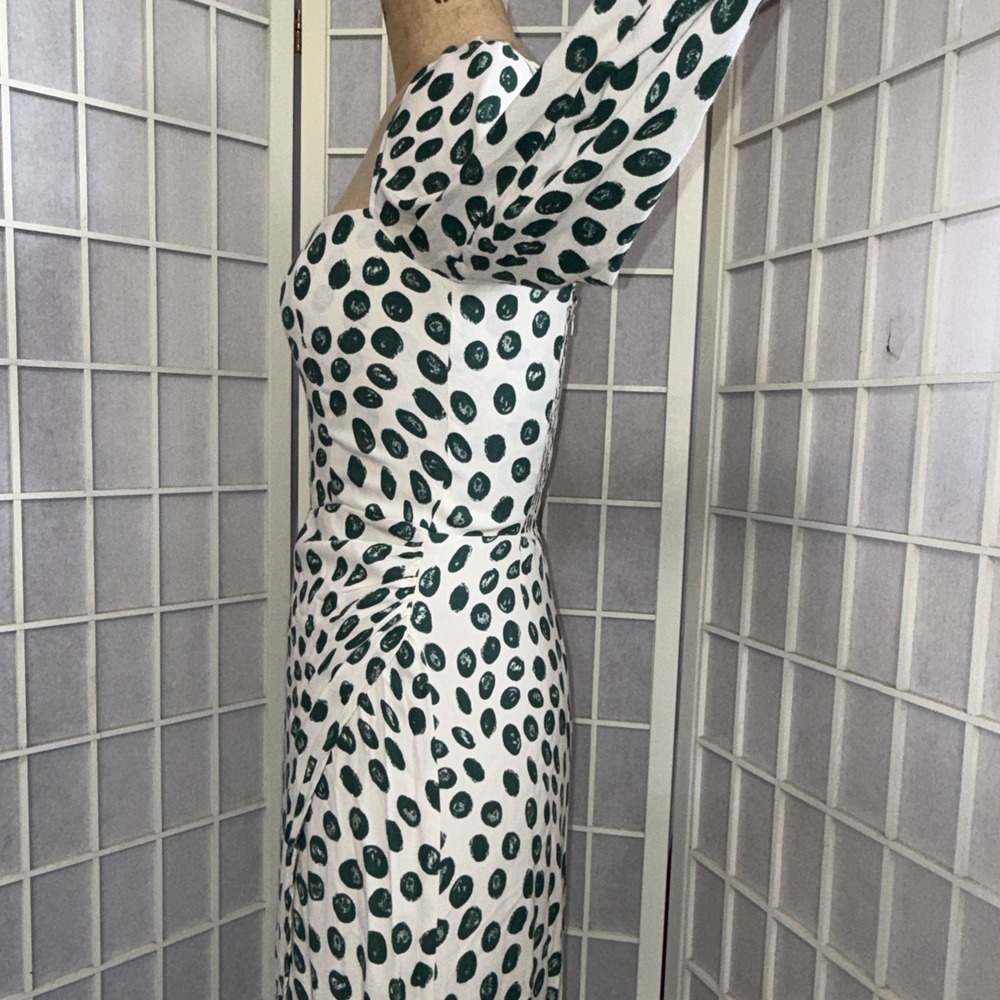 Reformation Hilda Long Sleeve Festival Fairy Cottagecore Green Polka Dot Dress 4 - Picture 6 of 16